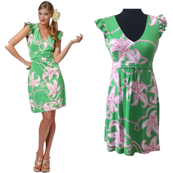 Lilly Pulitzer Dresses & Skirts - Lilly Pulitzer Cherry Dress Prep Green Pink Sz. Sm